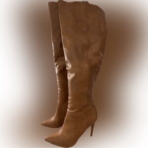 Zigi Girl Tan Leather Thigh-High Boots New In Box size 6.5